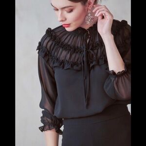 Women's Ruffle Blouse With tie